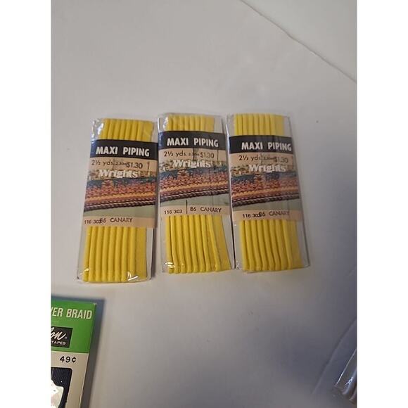 Lot of 7 NEW Vintage Wrights + 1 Talon Bias Tape Maxi Piping Blue White Yellow - Picture 5 of 10